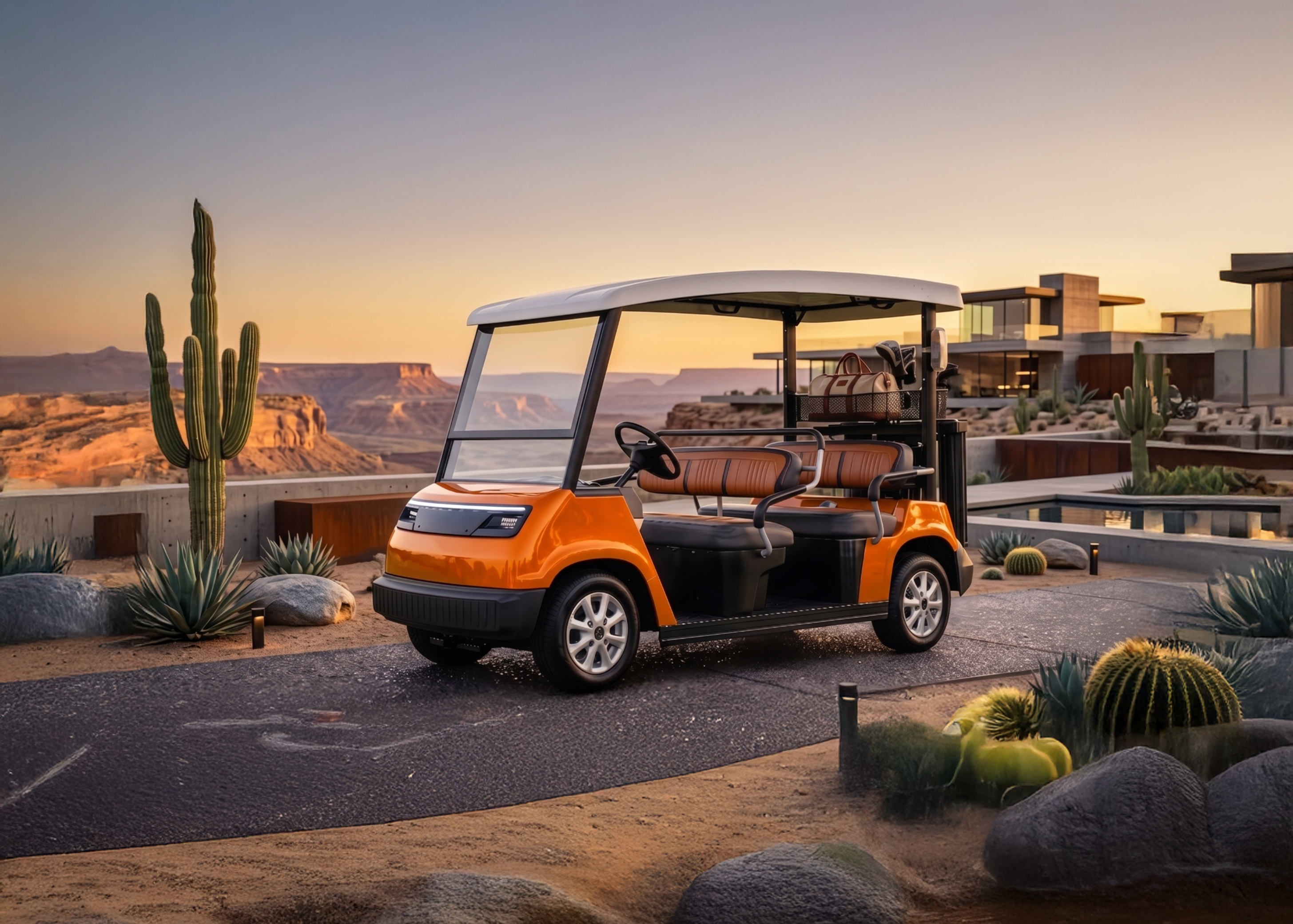 Sunset Orange GA300 Golf Cart